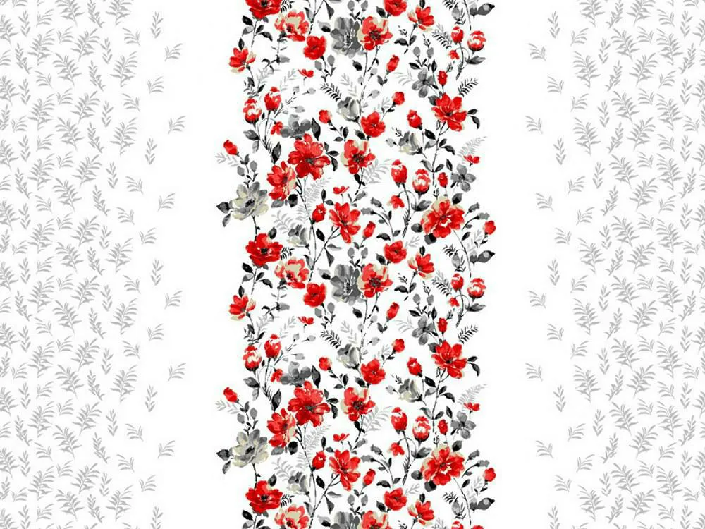 Pościel bawełniana 140x200 kwiaty biała czerwona 1196N Classic
