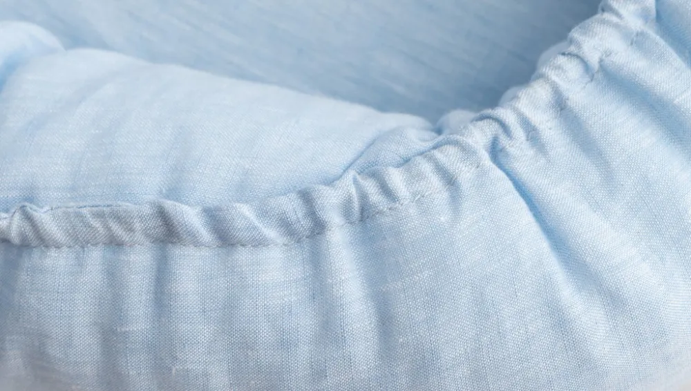Gniazdko niemowlęce Prestige linen plain  55x80 niebieskie materacyk pozycjonujące