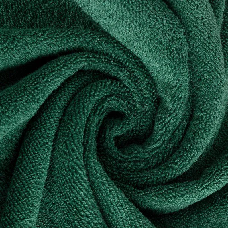 Ręcznik 50x90 Amanda zielony ciemny z ozdobną welurową bordiurą w pasy frotte 500 g/m2 Eurofirany
