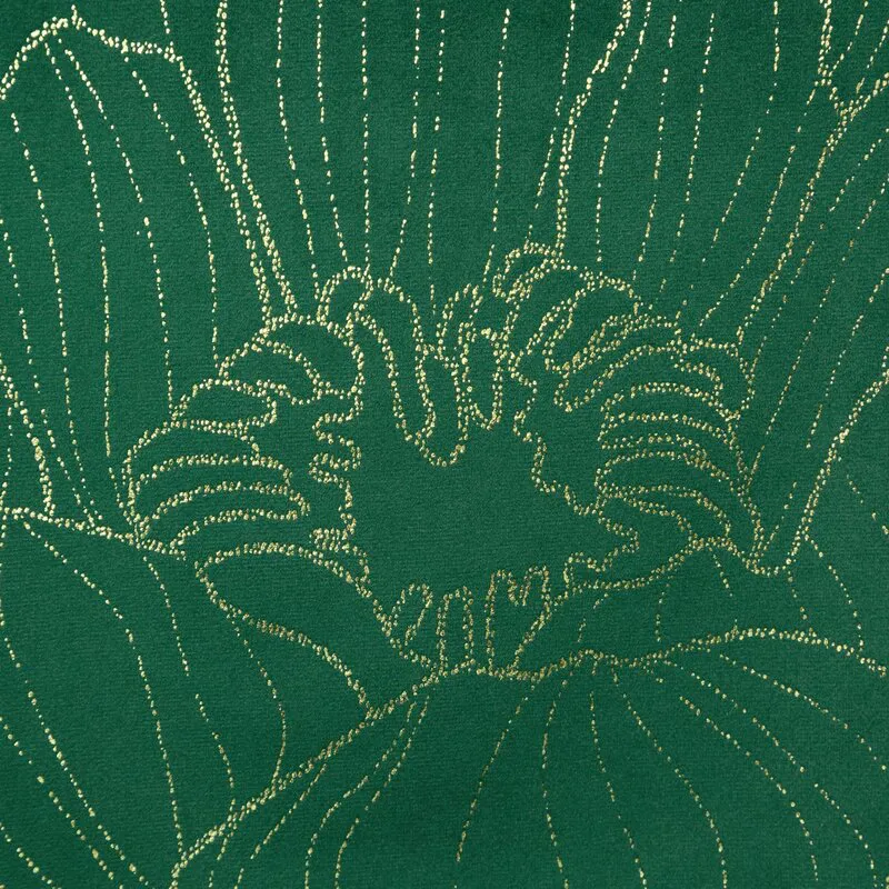 Obrus bieżnik 35x180 Blink 13 zielony     ciemny złoty kwiat welurowy Eurofirany