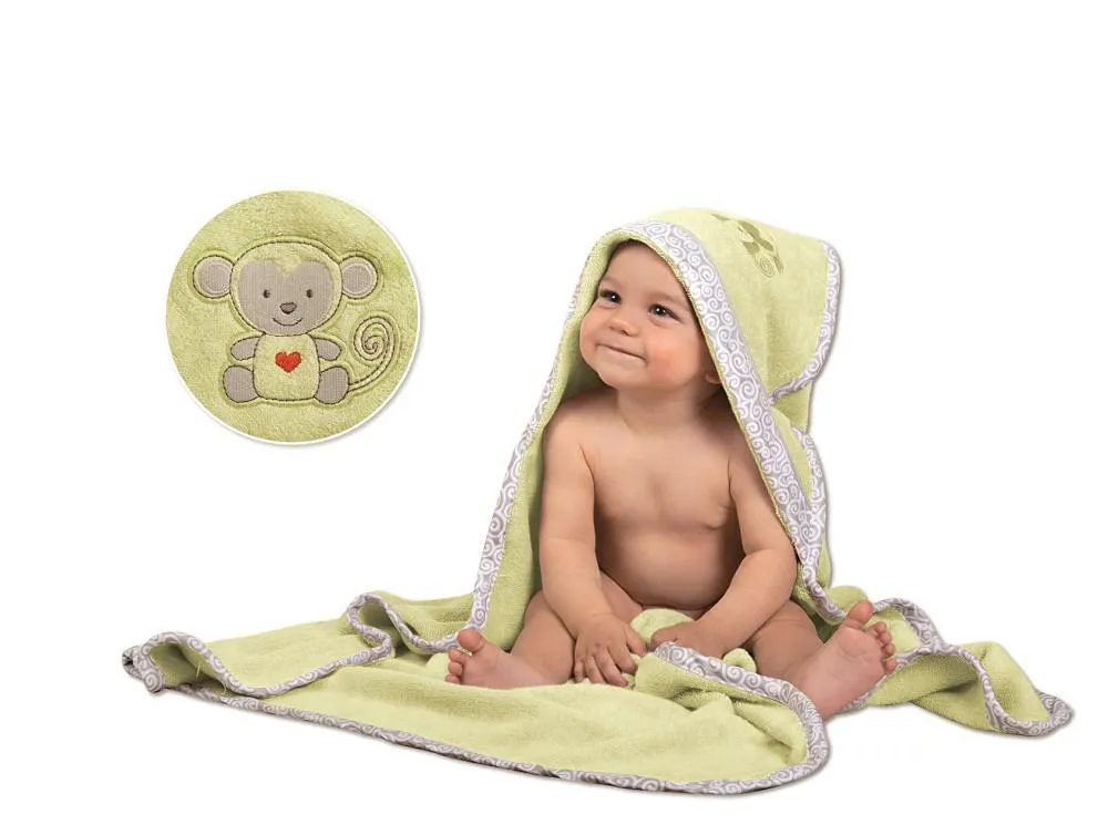 Okrycie kąpielowe niemowlęce 100x100 Bamboo 52 seledynowy ręcznik z kapturkiem