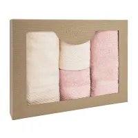 Komplet ręczników 6 szt Solano kremowy różowy kwarcowy w pudełku Darymex