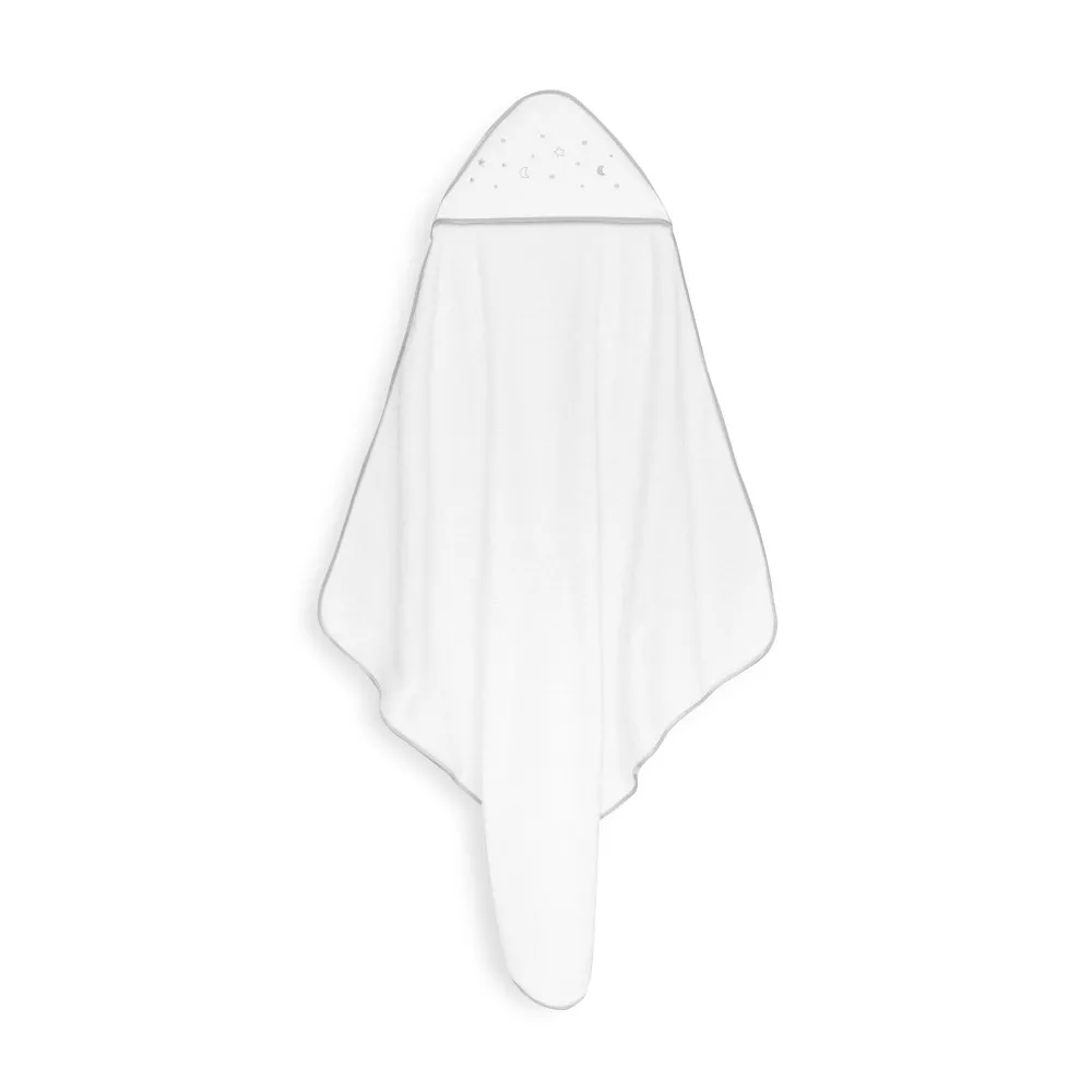 Okrycie kąpielowe 100x100 Esrellas biały  szary ręcznik z kapturkiem + śliniaczek