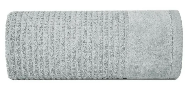Ręcznik Glory 2 50x90 stalowy z welurową bordiurą i srebrną nicią 500g/m2 frotte Eurofirany