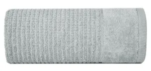 Ręcznik Glory 2 50x90 stalowy z welurową bordiurą i srebrną nicią 500g/m2 frotte Eurofirany