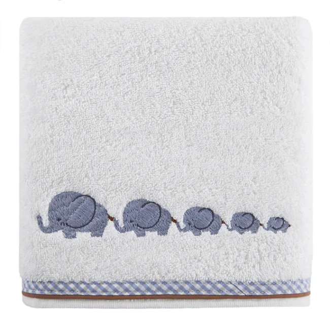 Ręcznik dziecięcy 70x140 Baby 9 biało niebieski słoniki 450 g/m2 Eurofirany