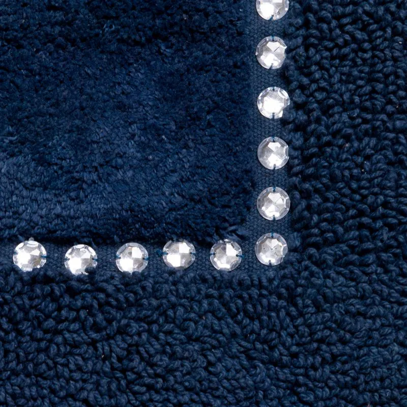 Dywanik 50x70 Chic granatowy z bawełny zdobiony kryształkami w stylu glamour Eurofirany