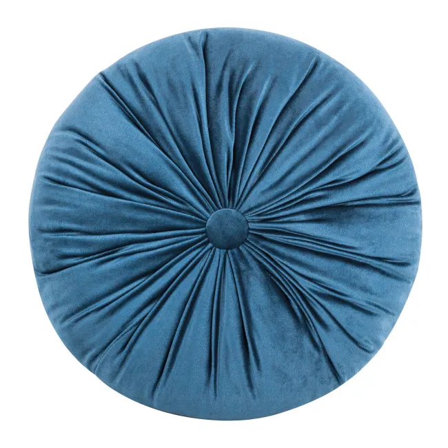 Poduszka dekoracyjna 40 cm Velvet  niebieska welurowa okrągła Eurofirany