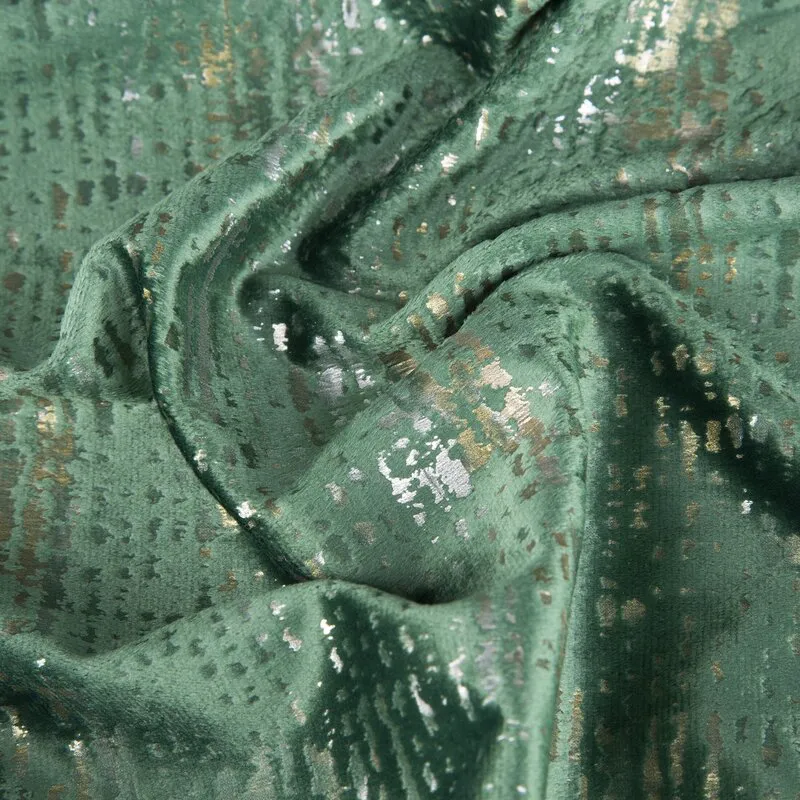 Zasłona Vilma 140x270 zielona welurowa    ze srebrnym nadrukiem gotowa na taśmie Z10 Eurofirany