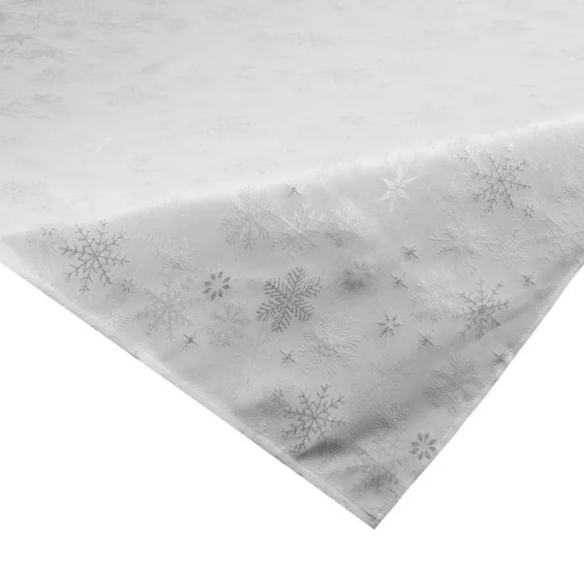 Obrus świateczny 80x80 Ember biały srebrny śnieżynki Eurofirany