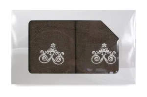 Komplet ręczników w pudełku 2 szt VIVA brązowy wzór nr 1, 50x90, 70x140 Greno