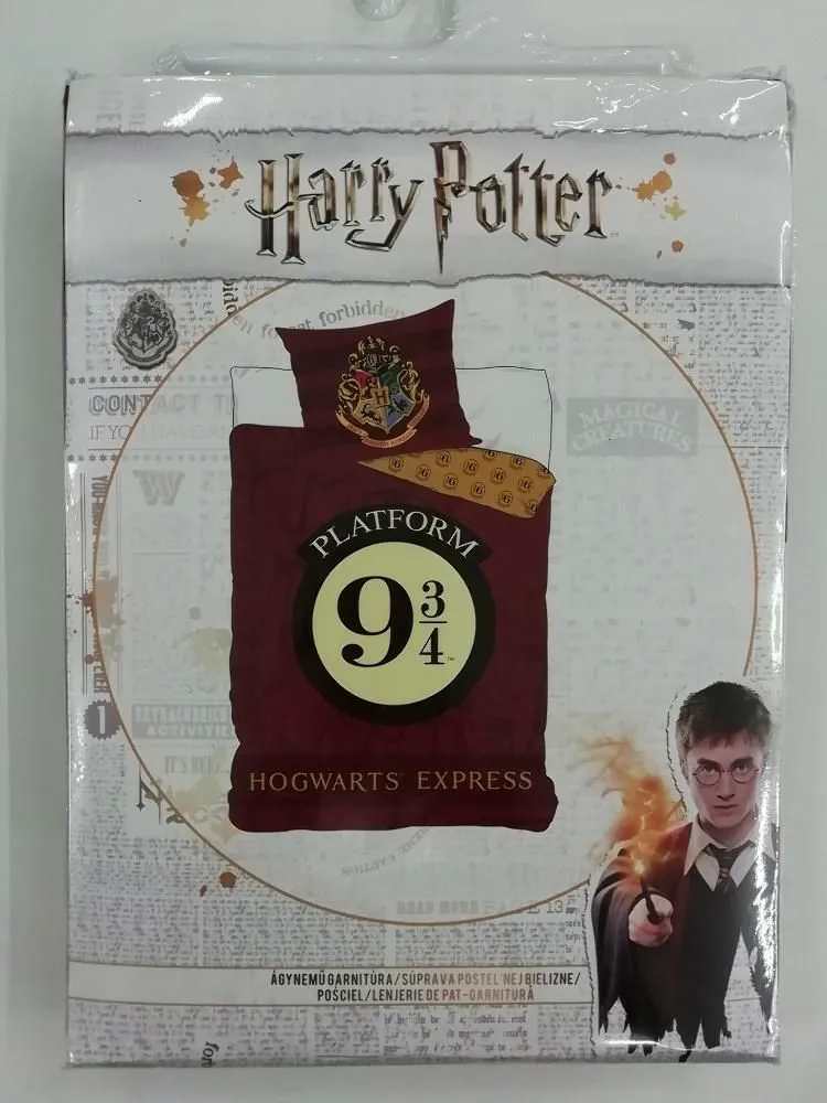 Pościel młodzieżowa 140x200 Harry Potter Hogwarts Express 9 3/4 bordowa dwustronna