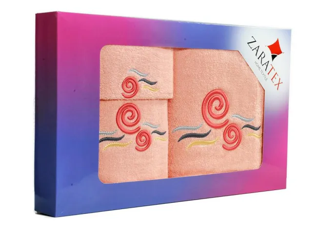 Komplet ręczników w pudełku 3 szt Ślimak łososiowy 30x50, 50x90, 70x140 400g/m2