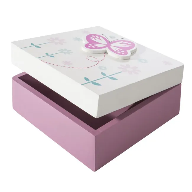 Pudełko dokarcyjne 12x12x6 Juliet Box 01 drewniane różowe białe motylek