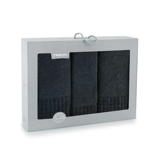 Komplet ręczników w pudełku 3 szt Paulo 3 AB Grafit-K64-5951 ręczniki 30x50 50x100 70x140