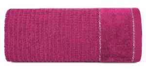 Ręcznik Glory 2 70x140 amarantowy z welurową bordiurą i srebrną nicią 500g/m2 frotte Eurofirany