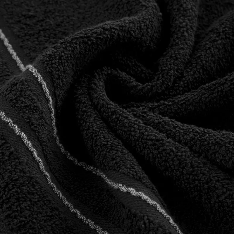 Ręcznik Emina 30x50 czarny zdobiony  stebnowaną bordiurą 500 g/m2 Eurofirany
