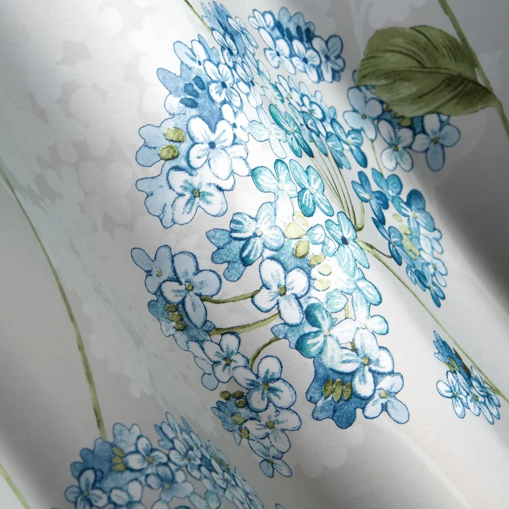 Zasłona gotowa na przelotkach 140x250 kwiaty hortensji srebrna niebieska zielona Idalia Eurofirany
