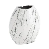 Wazon ceramiczny Sana 22x12x25 biały srebrny z marmurkowym wzorem Eurofirany