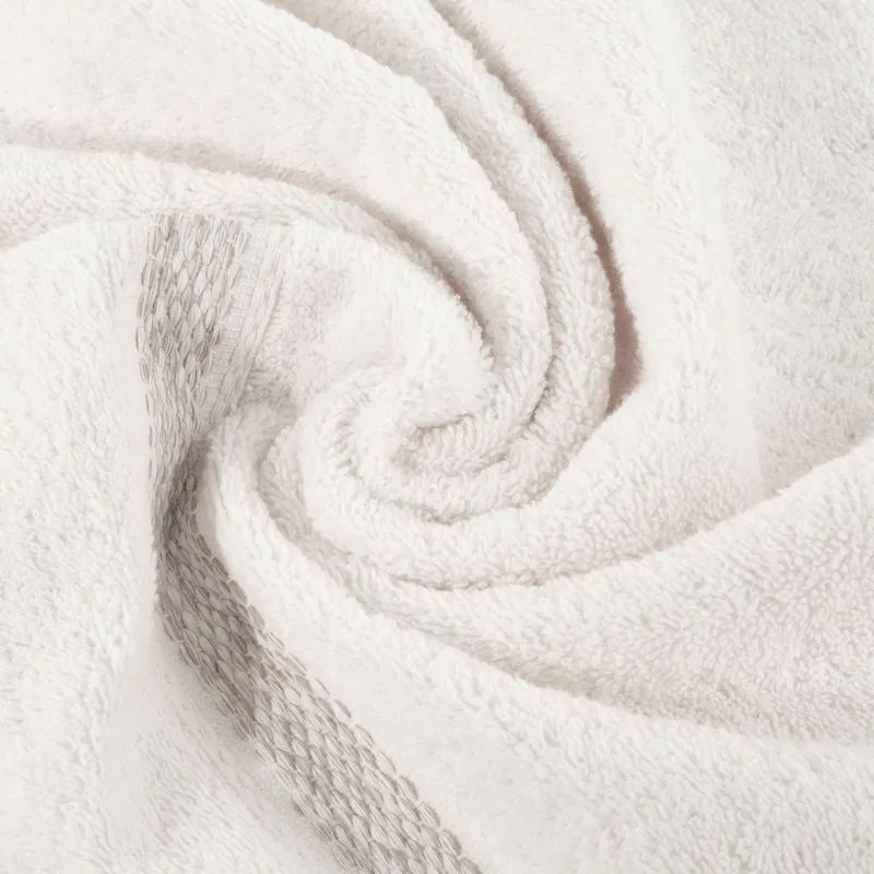 Ręcznik 50x90 Altea kremowy z ozdobną bordiurą z melanżowym pasem frotte 500 g/m2 Eurofirany