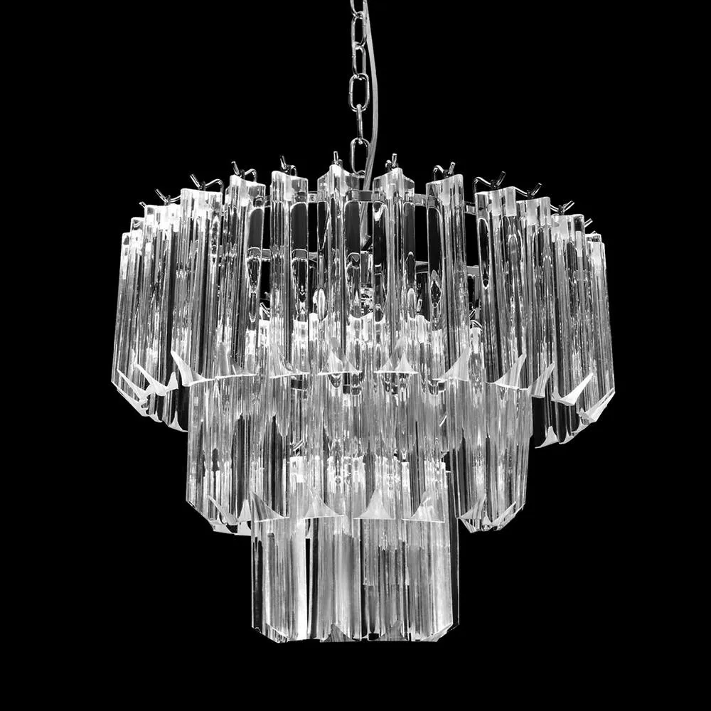 Lampa wisząca sufitowa Daga 40x42 z luźno zwisającymi kryształowymi zawieszkami do salonu sypialni styl nowoczesny klasyczny glamour