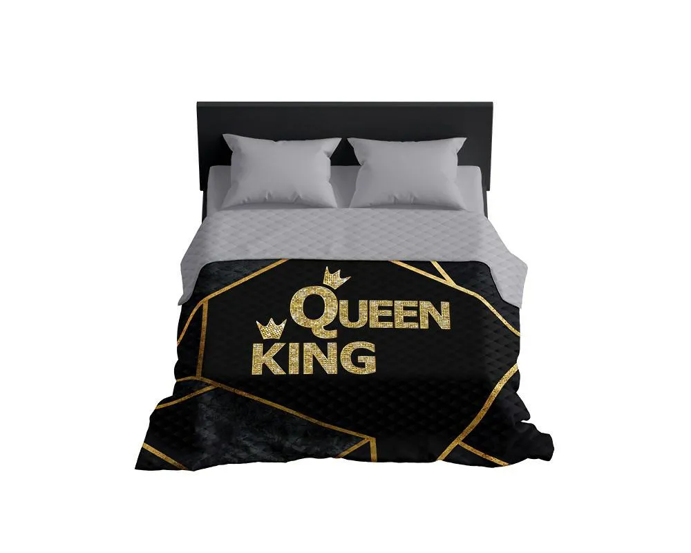 Narzuta dekoracyjna 220x240 Queen King czarna złota szara K_62 112 Bedspread