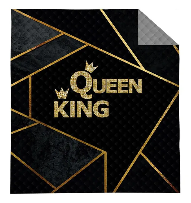 Narzuta dekoracyjna 220x240 Queen King czarna złota szara K_62 112 Bedspread