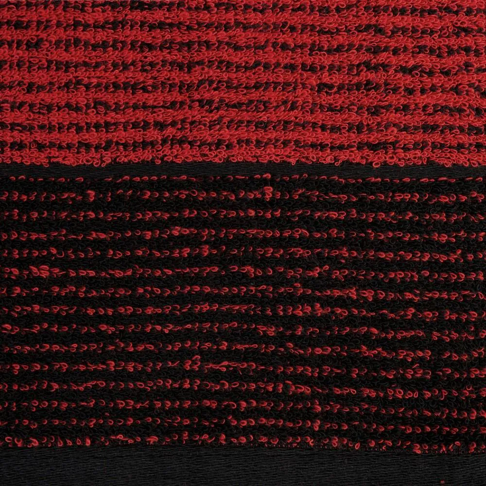 Ręcznik Leon 50x90  czarny czerwony z żakardowym wzorem w paski frotte 500g/m2 Eurofirany