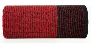 Ręcznik Leon 50x90 czarny czerwony z żakardowym wzorem w paski frotte 500g/m2 Eurofirany