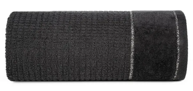 Ręcznik Glory 2 30x50 czarny z welurową bordiurą i srebrną nicią 500g/m2 frotte Eurofirany