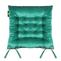 Poduszka siedzisko 40x40x8 Velvet 16 zielona na krzesło welurowa z wiązaniem dekoracyjna Eurofirany