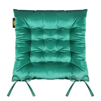 Poduszka siedzisko 40x40x8 Velvet 16 zielona na krzesło welurowa z wiązaniem dekoracyjna Eurofirany