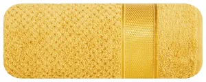 Ręcznik Milan 70x140 musztardowy frotte 500g/m2 bawełniany z bordiurą przetykaną błyszczącą nicią Eurofirany