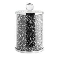 Pojemnik Ventosa 10x17 srebrny czarny do przechowywania do przechowywania z kryształkami w stylu glamour Eurofirany