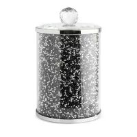 Pojemnik Ventosa 10x17 srebrny czarny do przechowywania do przechowywania z kryształkami w stylu glamour Eurofirany