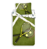Pościel bawełniana 140x200 Tenis rakiety rakieta do tenisa piłeczki tenisowe boisko zielona biała 5260 poszewka 70x90 sportowa dla fana tenisa