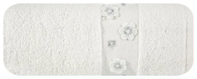 Ręcznik Dakota 70x140 kremowy 01 kwiatki 450g/m2 Eurofirany