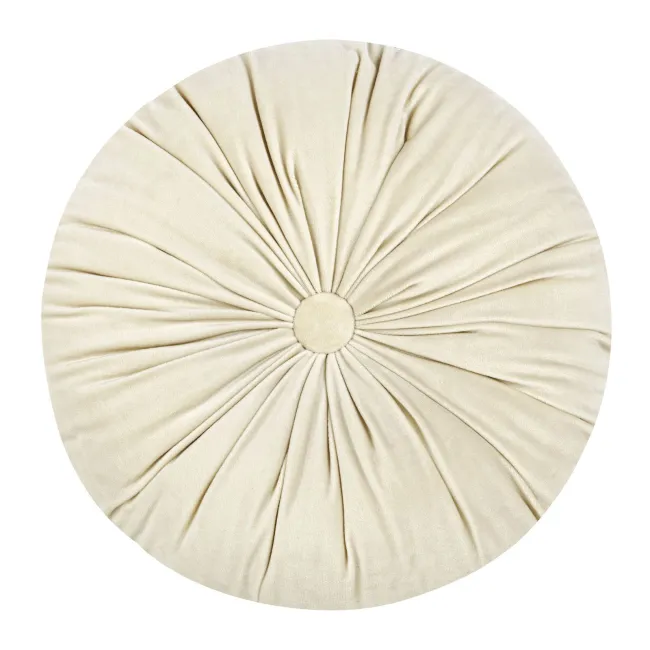 Poduszka dekoracyjna 40 cm Velvet  kremowa welurowa okrągła Eurofirany