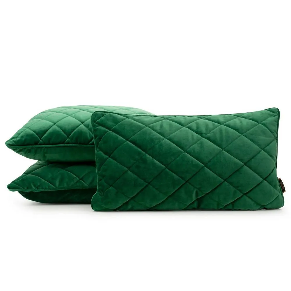 Poduszka dekoracyjna 30x50 Velvet 29 G zielona ciemna welwetowa geometryczna Eurofirany