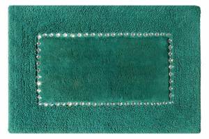 Dywanik 75x150 Chic zielony ciemny z bawełny zdobiony kryształkami w stylu glamour Eurofirany