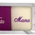 Komplet ręczników w pudełku 2 szt 70x140 Mama Tata kremowy liliowy 25