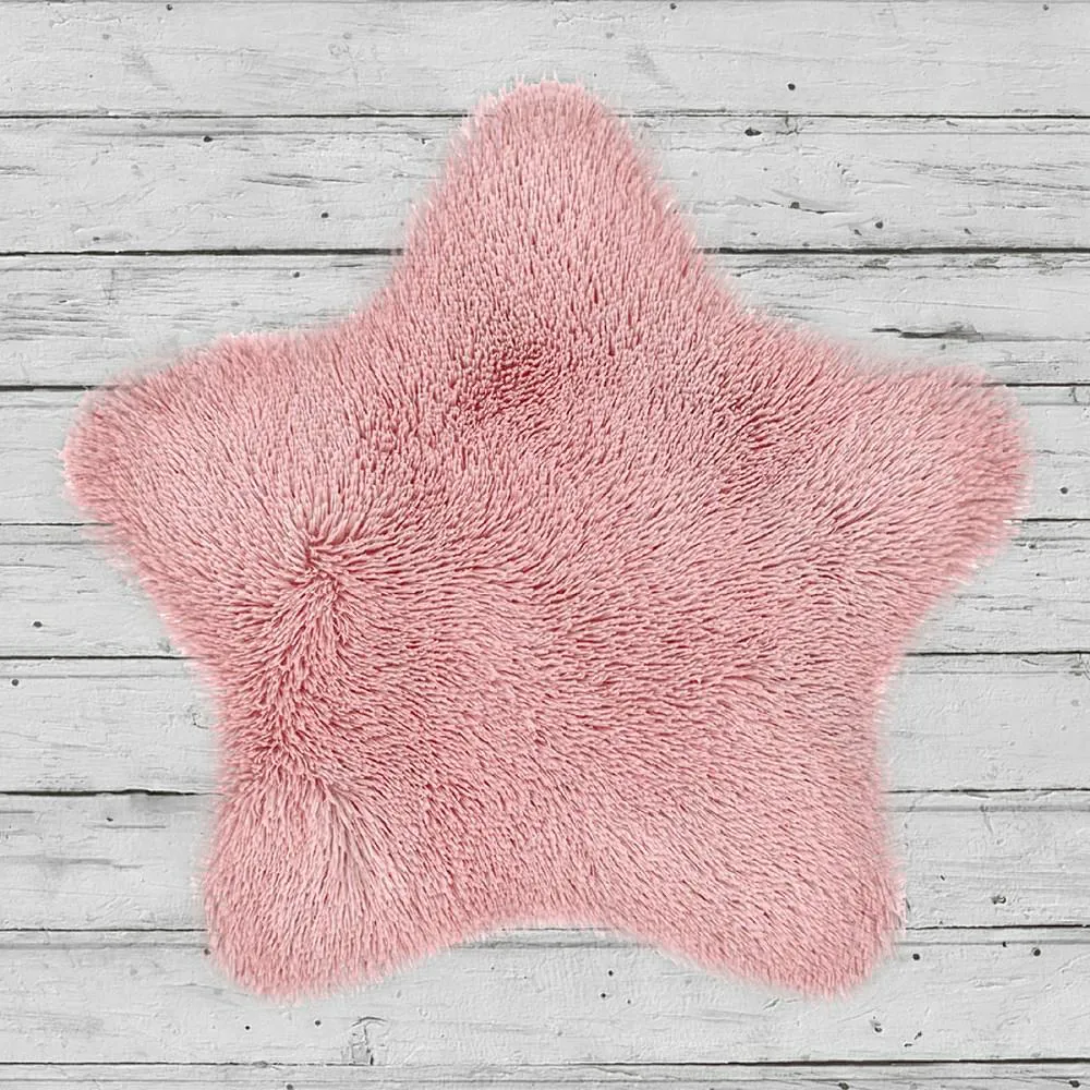 Dywanik mata 60 cm Soft Star gwiazda eko  futro różowy antypoślizgowy Domarex