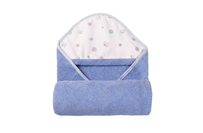 Okrycie kąpielowe niemowlęce 100x100 maxi print M24 niebieskie ręcznik z kapturkiem
