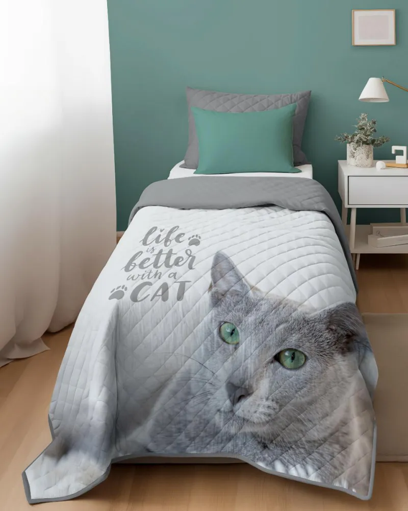 Narzuta młodzieżowa Holland 170x210 K 90 kot dwustronna dekoracyjna na łóżko pikowana 13