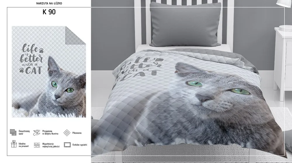 Narzuta młodzieżowa Holland 170x210 K 90 kot dwustronna dekoracyjna na łóżko pikowana 13