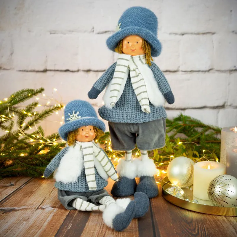 Ozdoba świąteczna Doll lalka 16x10x45  niebieska Eurofirany