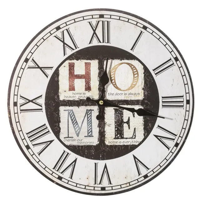 Zegar ścienny 34x34x4 Time 11 Home biała rustykalna tarcza rzymskie cyfry