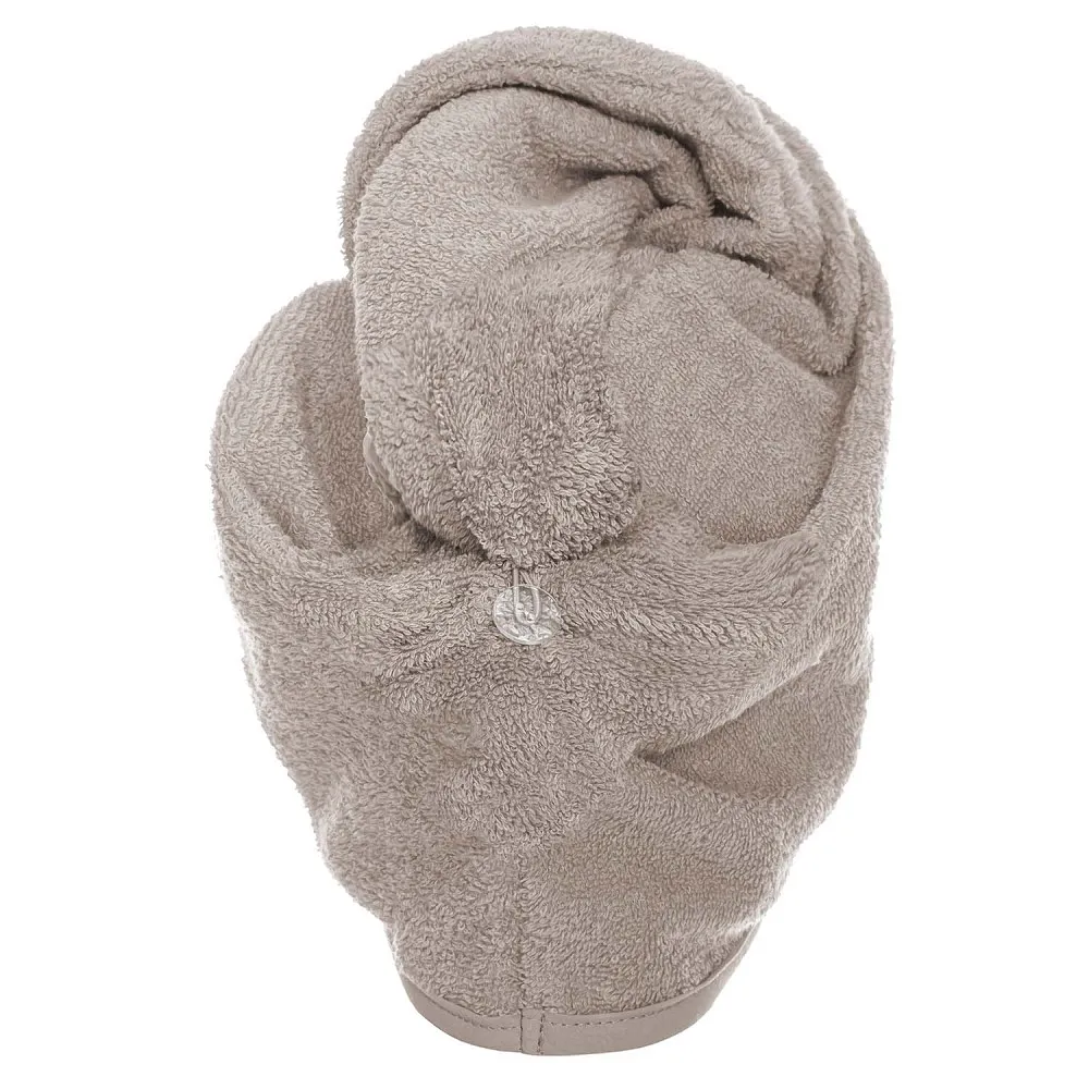Turban do włosów Button beżowy kąpielowy ręcznik frotte