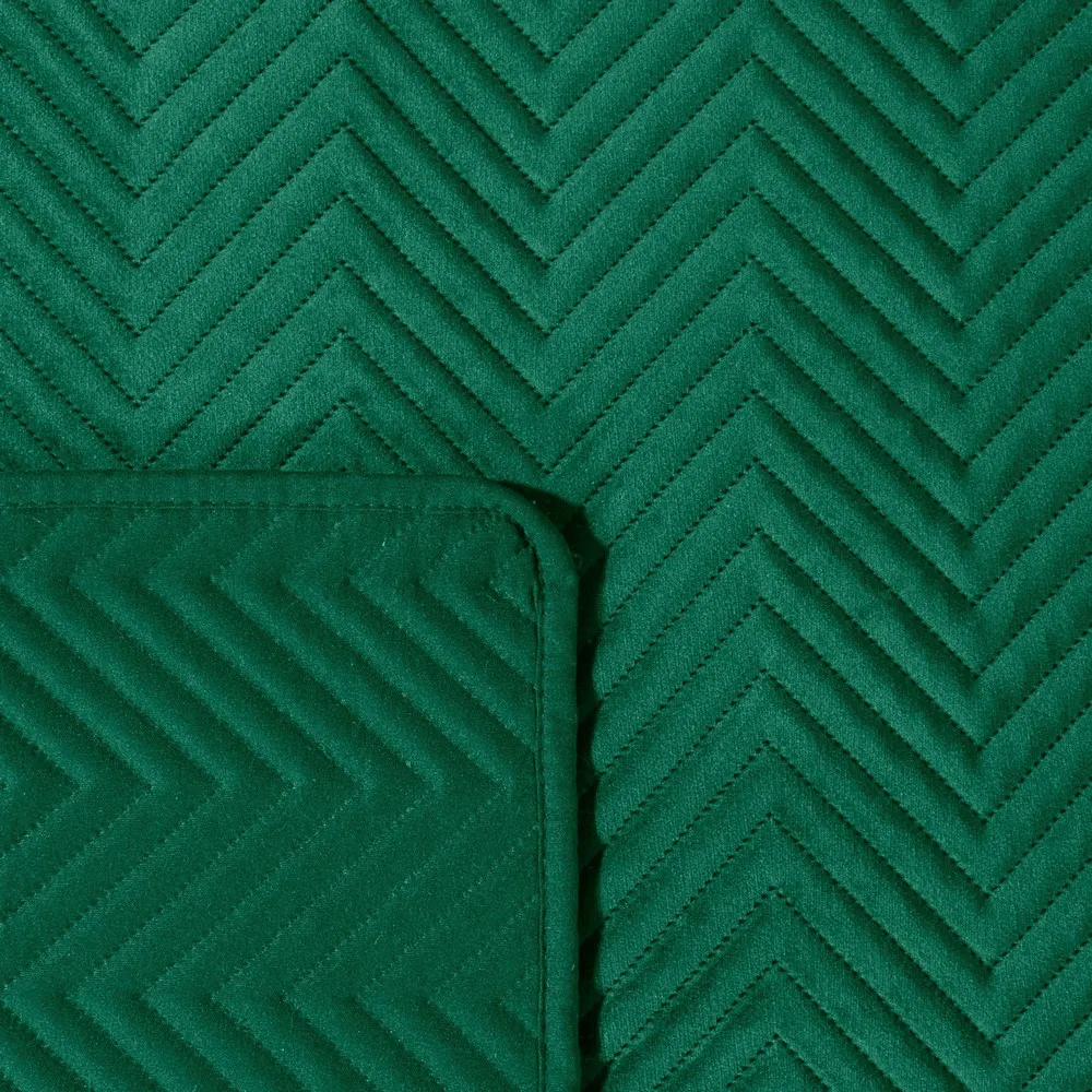 Narzuta dekoracyjna 200x220 Sofia zielona ciemna welwetowa jodełka Eurofirany