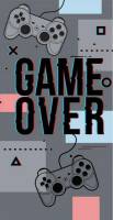 Ręcznik plażowy 70x140 Game Over gra szary różowy niebieski Design 40 3861 bawełniany dziecięcy